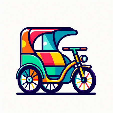 Colorful retro tricycle icon on white background. Vector illustration.のイラスト素材