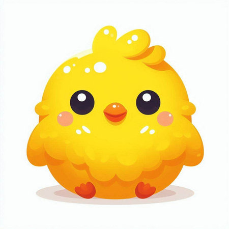 Cute yellow chicken isolated on a white background. Vector illustration.のイラスト素材
