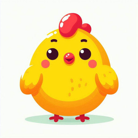 Cute cartoon chicken. Vector illustration isolated on a white background.のイラスト素材