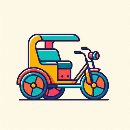 Tuk tuk icon. Vector illustration of a tricycle.のイラスト素材