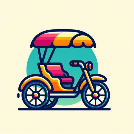 Tuk tuk icon, vector illustration in flat design style.のイラスト素材