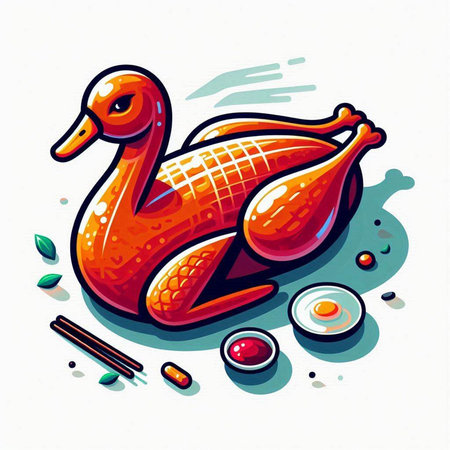 Illustration of a flamingo and soy sauce. Vector illustration.のイラスト素材