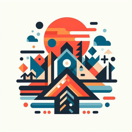 Abstract geometric composition with triangles, lines and figures. Vector illustration.のイラスト素材