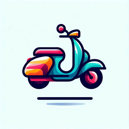 Colorful scooter icon. Vector illustration. Isolated on white background.のイラスト素材