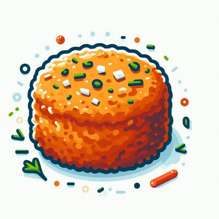 Illustration of a round cake on a white background. Vector illustration.のイラスト素材