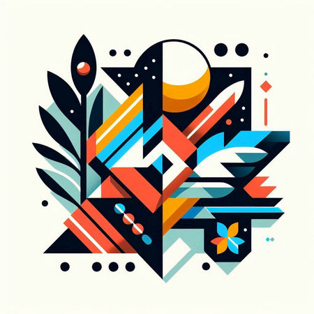 Abstract geometric shape with colorful elements. Vector illustration. Eps 10.のイラスト素材