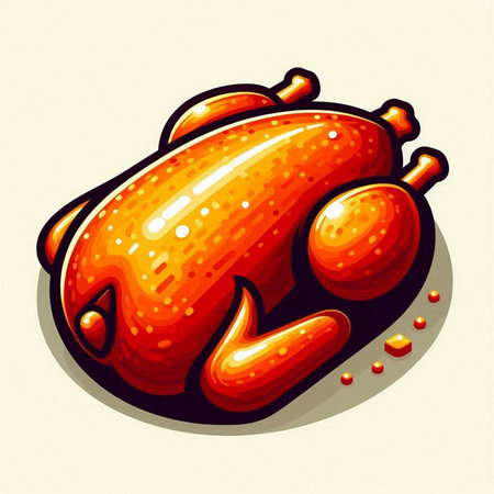 Illustration of a cartoon chicken. Vector illustration of a chicken.のイラスト素材