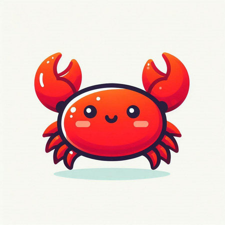 Cute cartoon red crab. Vector illustration. Isolated on white background.のイラスト素材