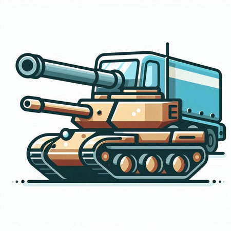 Vector illustration of tank in flat cartoon style isolated on white background.のイラスト素材