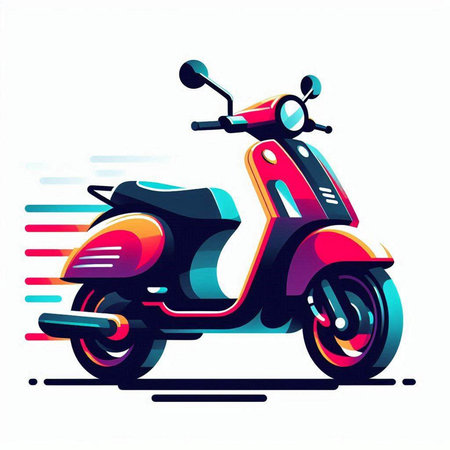 Vintage scooter on white background, vector illustration eps10