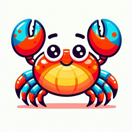 Cute cartoon crab character. Vector illustration isolated on white background.のイラスト素材