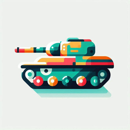 Military tank. Vector illustration in flat style. Tank for the war.のイラスト素材