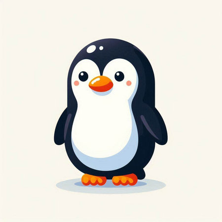 Cute cartoon penguin. Vector illustration of a funny penguin.のイラスト素材