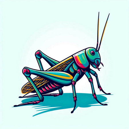 Colorful grasshopper on a white background. Vector illustration.のイラスト素材