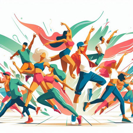 Running people. Men and women in sportswear. Vector illustrationのイラスト素材