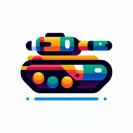 Vintage military tank icon. Colorful design. Vector illustration.のイラスト素材