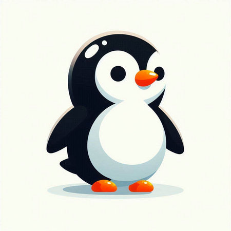 Penguin vector illustration. Cute cartoon penguin character.のイラスト素材
