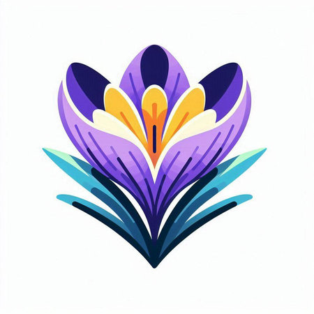 Beautiful crocus flower isolated on white background. Vector illustration.のイラスト素材