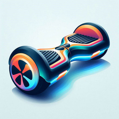 Close-up of Dual Wheel Self Balancing Electric Skateboard on Blue Background