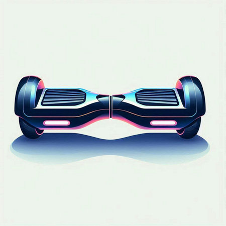 Close up of Dual Wheel Self Balancing Electric Skateboard.のイラスト素材