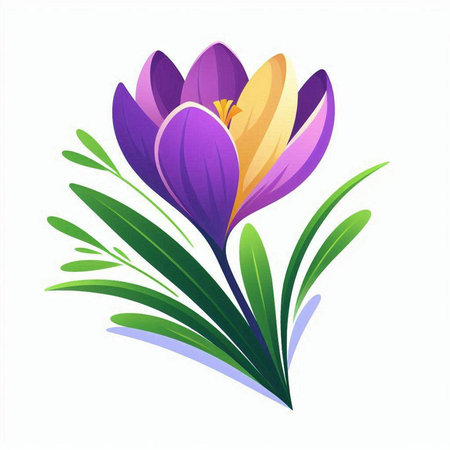 Beautiful spring crocus flowers on white background. Vector illustration.のイラスト素材