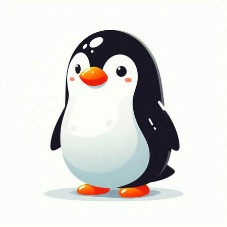 Cute penguin on a white background. Vector cartoon illustration.のイラスト素材