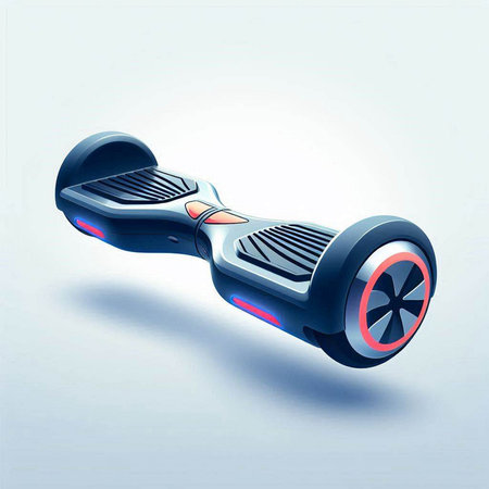 Close up of self-balancing electric scooter on white background