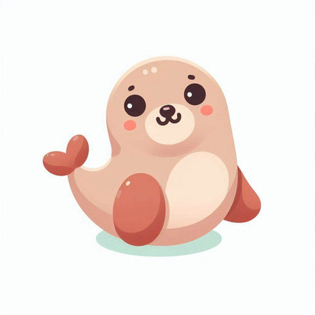 Cute baby seal. Vector illustration isolated on a white background.のイラスト素材