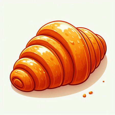 Illustration of a fresh croissant on a white background.のイラスト素材
