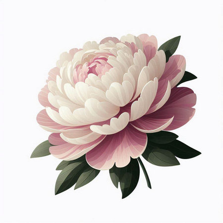 Peony flower isolated on white background. Hand drawn vector illustration.のイラスト素材