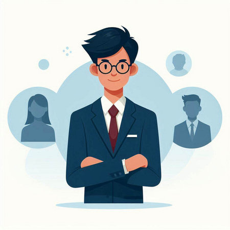 Businessman in a suit and glasses. Vector illustration in flat styleのイラスト素材