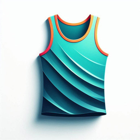Blue sleeveless t-shirt isolated on white background. 3d render