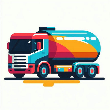Tanker truck isolated on a white background. Vector illustration in flat style.のイラスト素材