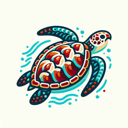 Sea turtle. Vector illustration of a sea turtle in a flat style.のイラスト素材