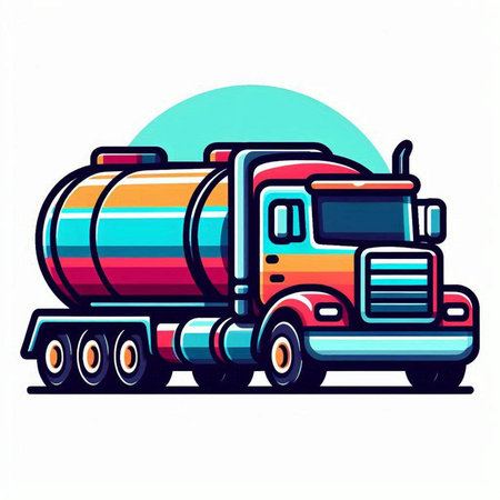 Truck with oil tank on white background. Vector illustration. Eps 10のイラスト素材
