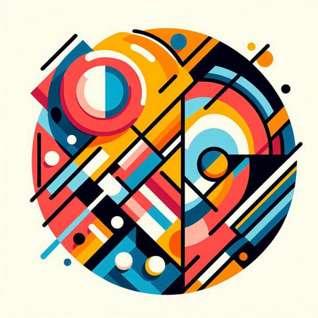 Abstract background with circles and lines in retro style. Vector illustration.のイラスト素材