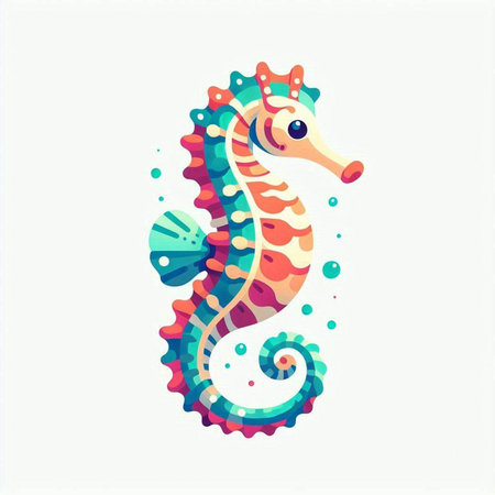 Hippocampus. Colorful sea horse. Vector illustration.のイラスト素材