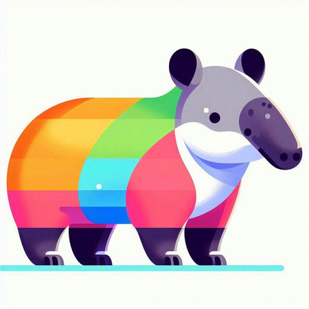 rainbow hippopotamus on a white background. vector illustration.のイラスト素材