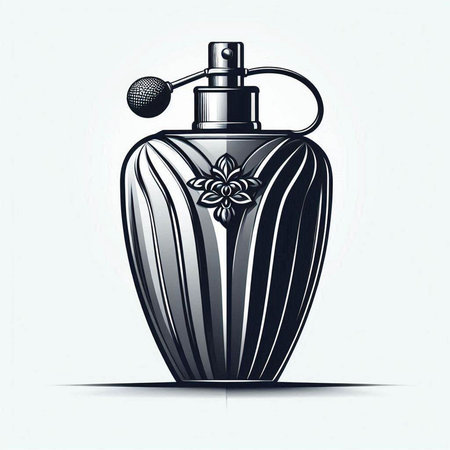 Perfume bottle with floral pattern on a white background. Vector illustration.のイラスト素材