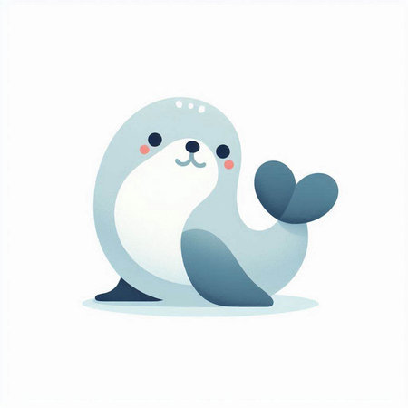 Cute seal isolated on a white background. Vector illustration in cartoon style.のイラスト素材
