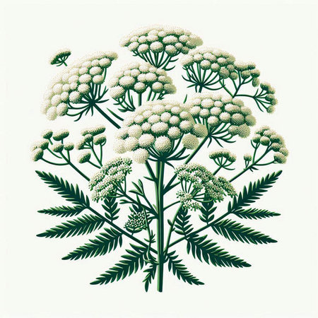 Achillea millefolium, medicinal plant. Hand drawn vector illustration