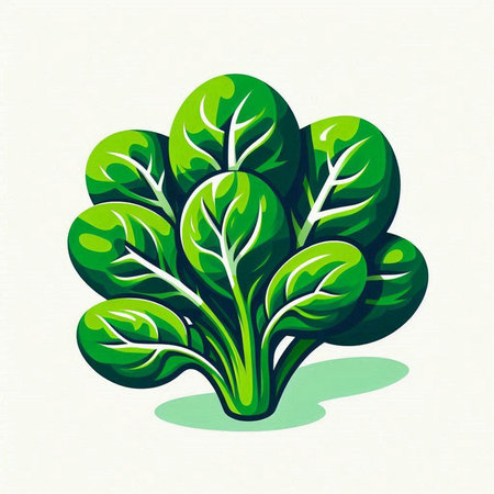 Illustration of a fresh green chard on a white background.のイラスト素材