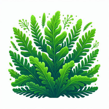 Green ferns isolated on white background. Vector illustration. Eps 10.のイラスト素材