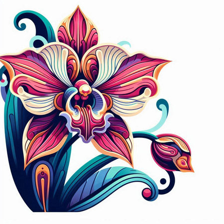 Orchid. Vector illustration. Isolated on a white background.のイラスト素材