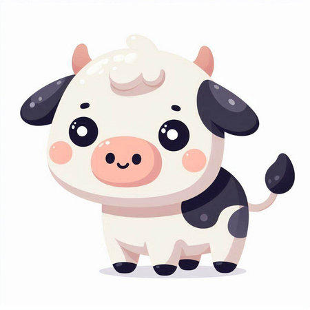 Cute cartoon cow. Vector illustration isolated on a white background.のイラスト素材