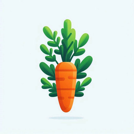 Carrot with green leaves. Vector illustration in flat cartoon style.のイラスト素材