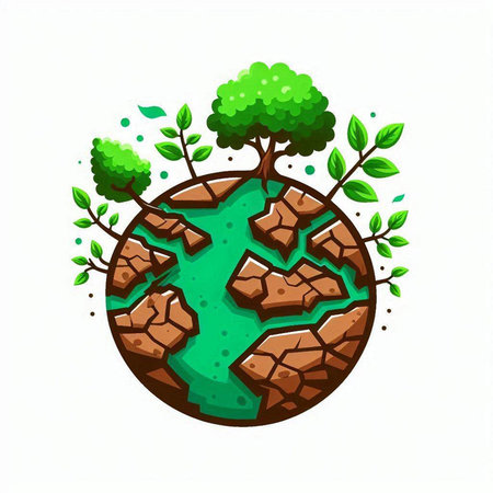 Earth with green leaves on white background. Ecology concept. Vector illustration.のイラスト素材