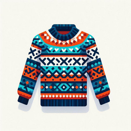 Knitted sweater with a pattern of geometric shapes. Vector illustration.
