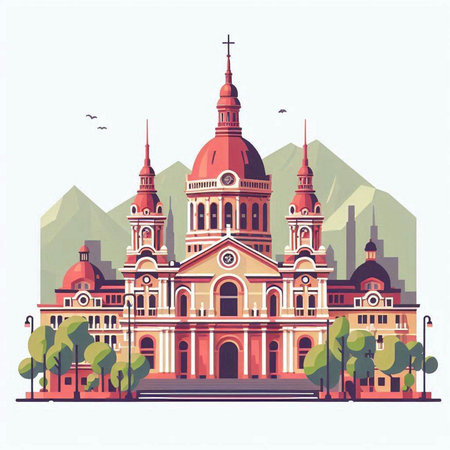 Church of the Transfiguration of the Blessed Virgin Mary. Vector illustration.のイラスト素材