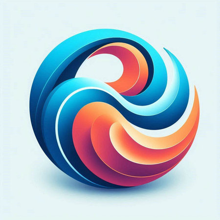 Abstract 3d background with blue and orange waves. Vector illustration.のイラスト素材